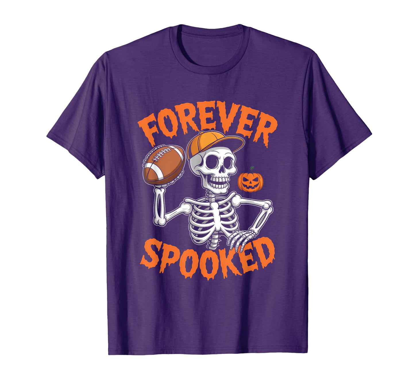 Halloween Skeleton Football Forever Spooked Tee T-Shirt