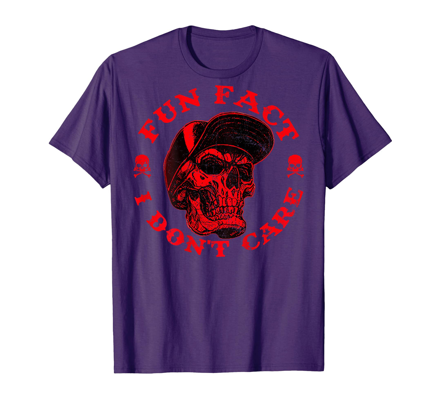 Fun Fact I Don't Care Funny Skeleton Sarcastic Humor (Back) T-Shirt