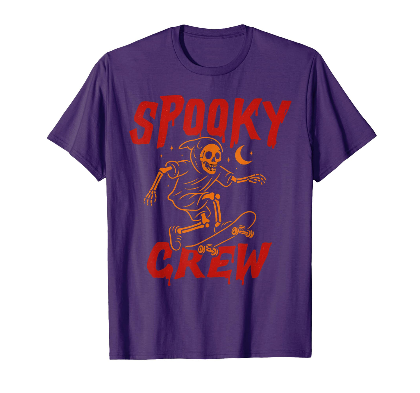 Skeleton on Skateboard Spooky Crew Halloween Skate Design T-Shirt