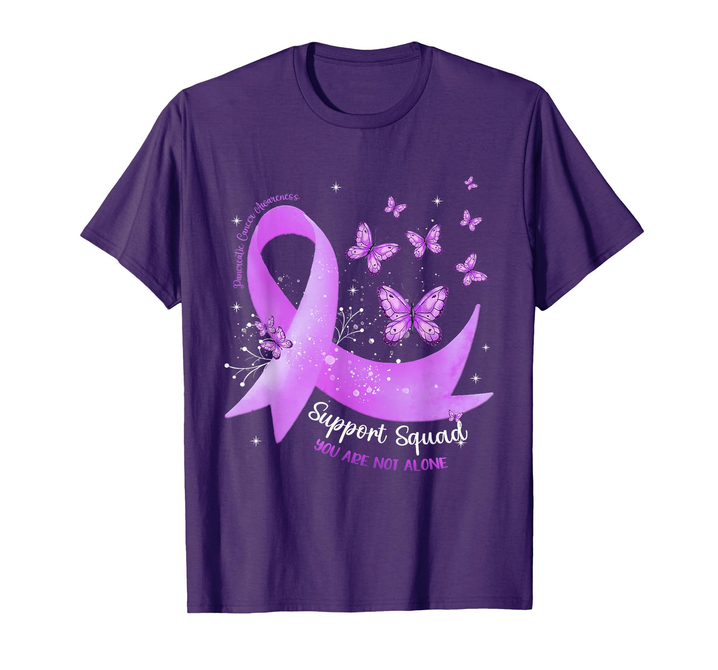 Support Squad Purple Ribbon Butterfly Pancreatic Cancer T-Shirt