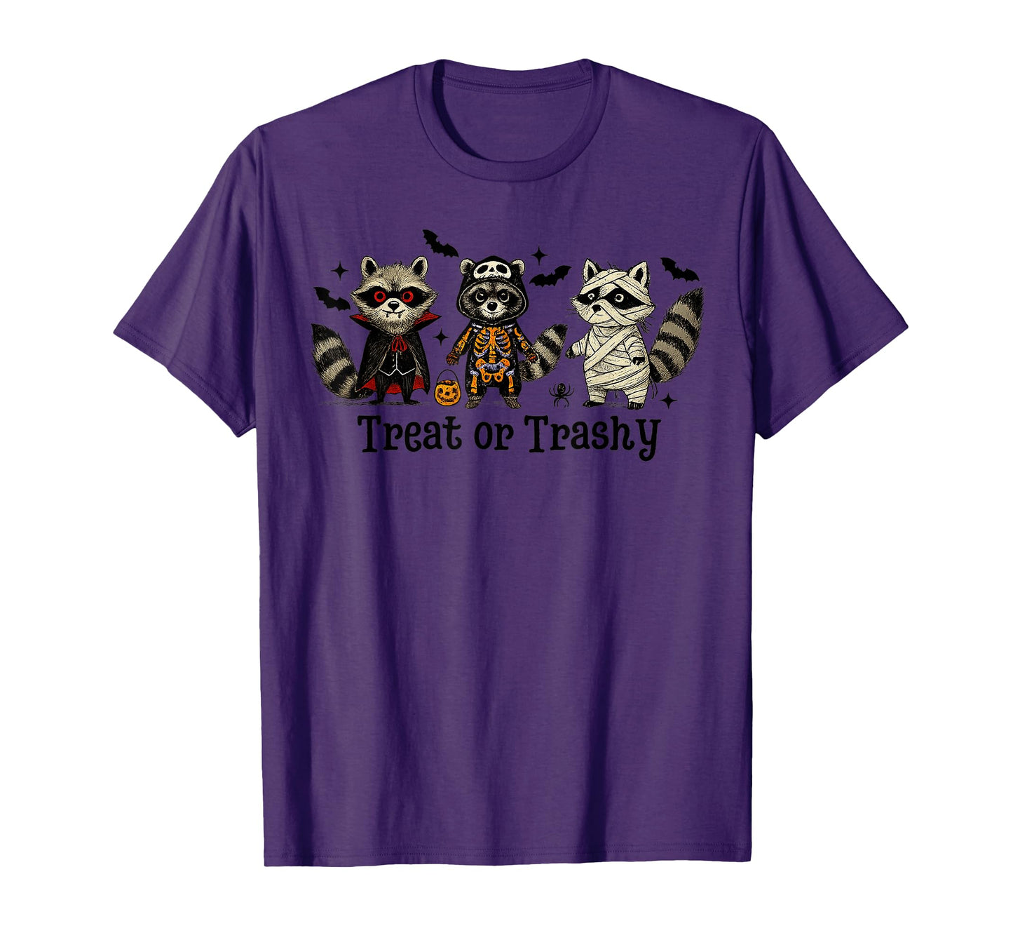 Treat or Trashy – Halloween Raccoon Skeleton Vampire Mummy T-Shirt