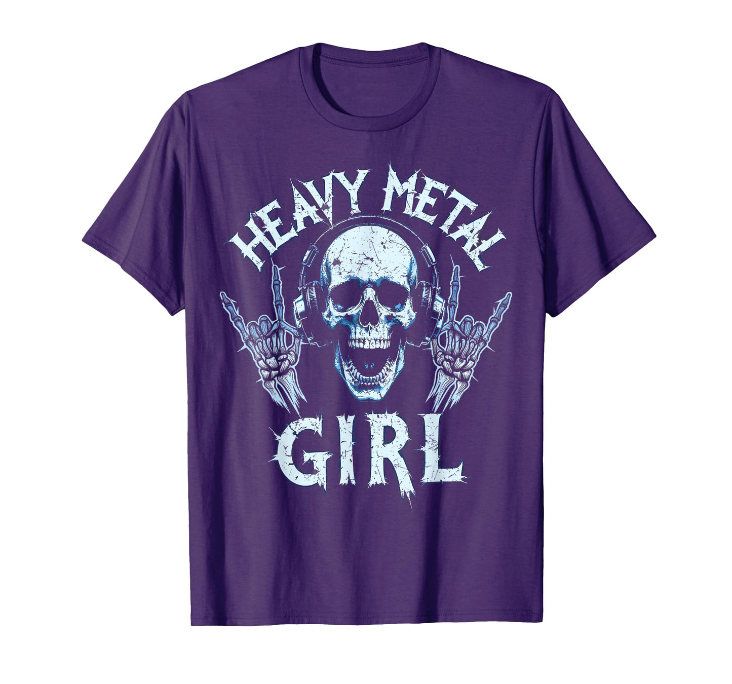 Headphones Skeleton Heavy Metal Girl Rock Sign Music Fan T-Shirt