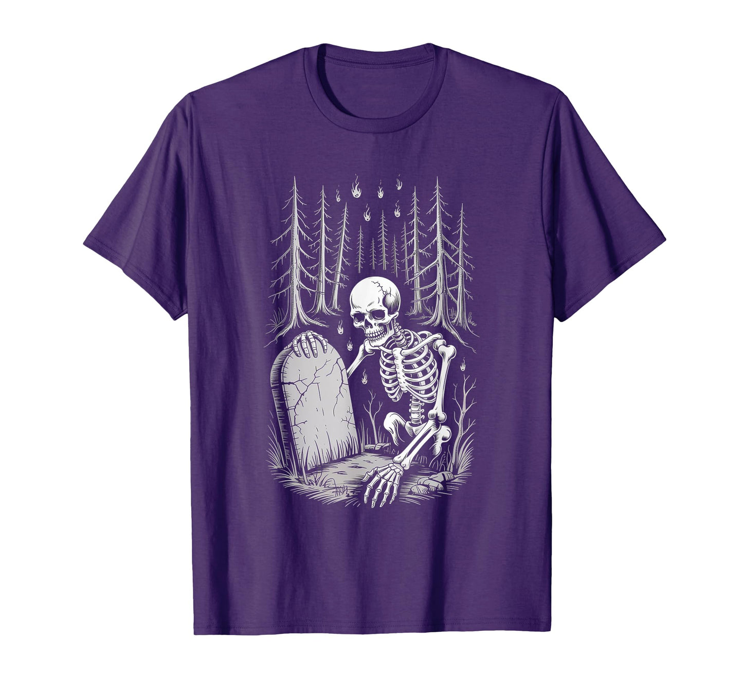 Creepy Skeleton Rising in Haunted Forest Scene Gift T-Shirt