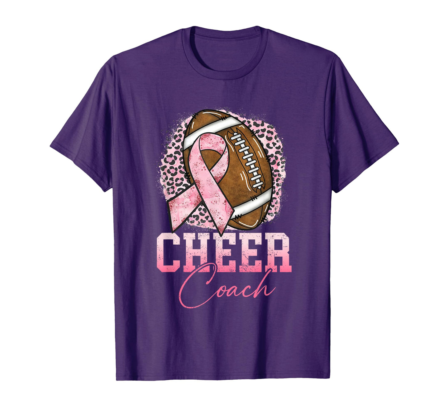 Football Cheer Coach Pink Ribbon Breast Cancer Awareness T-Shirt