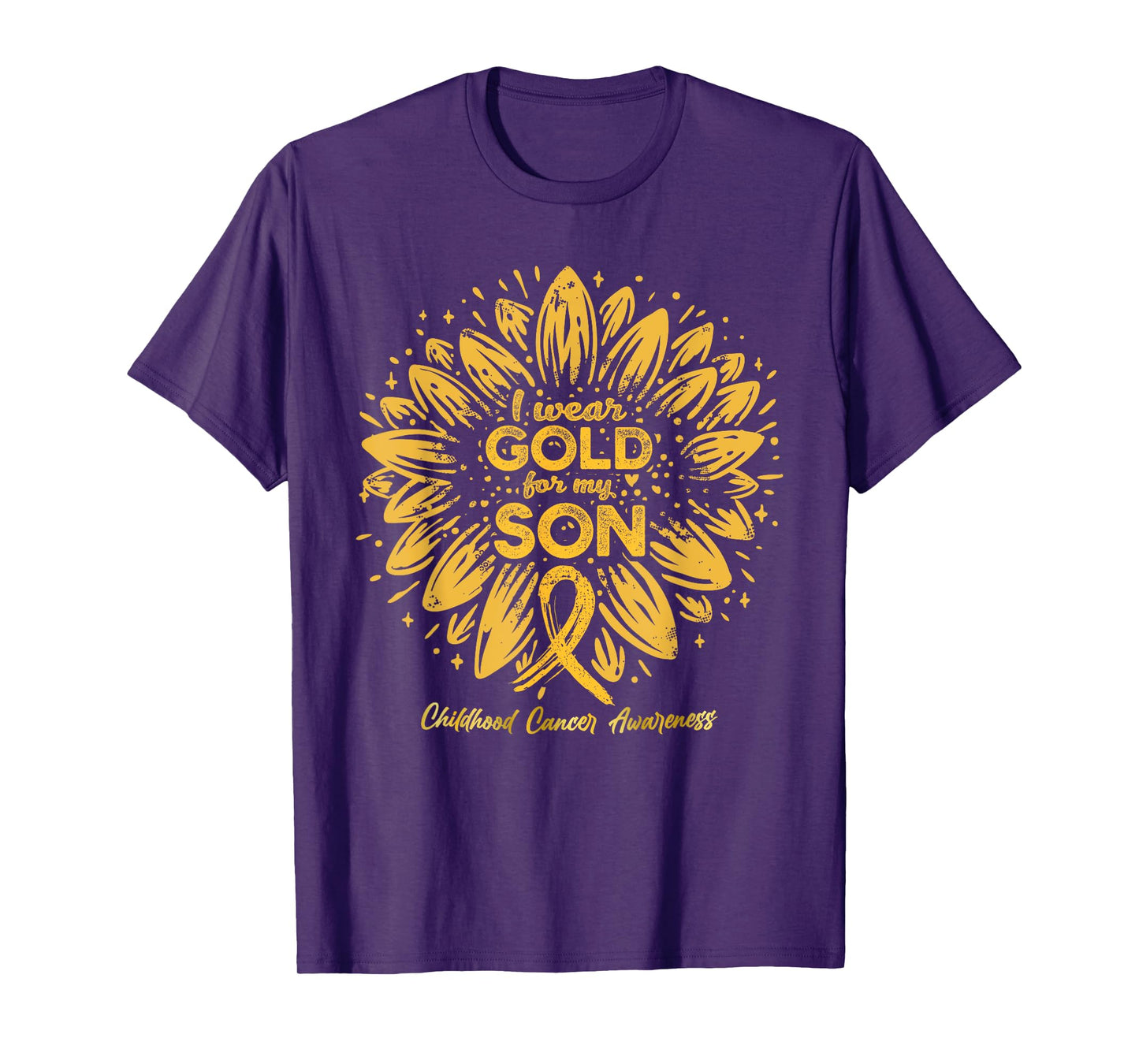 I Wear Gold For My Son - Gold Sunflower Childhood Cancer T-Shirt