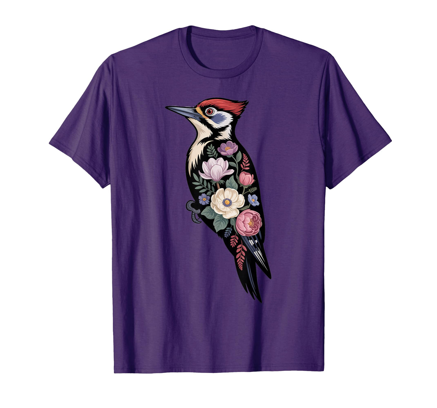 Floral Woodpecker Bird Lover Birding Enthusiasts Men Women T-Shirt