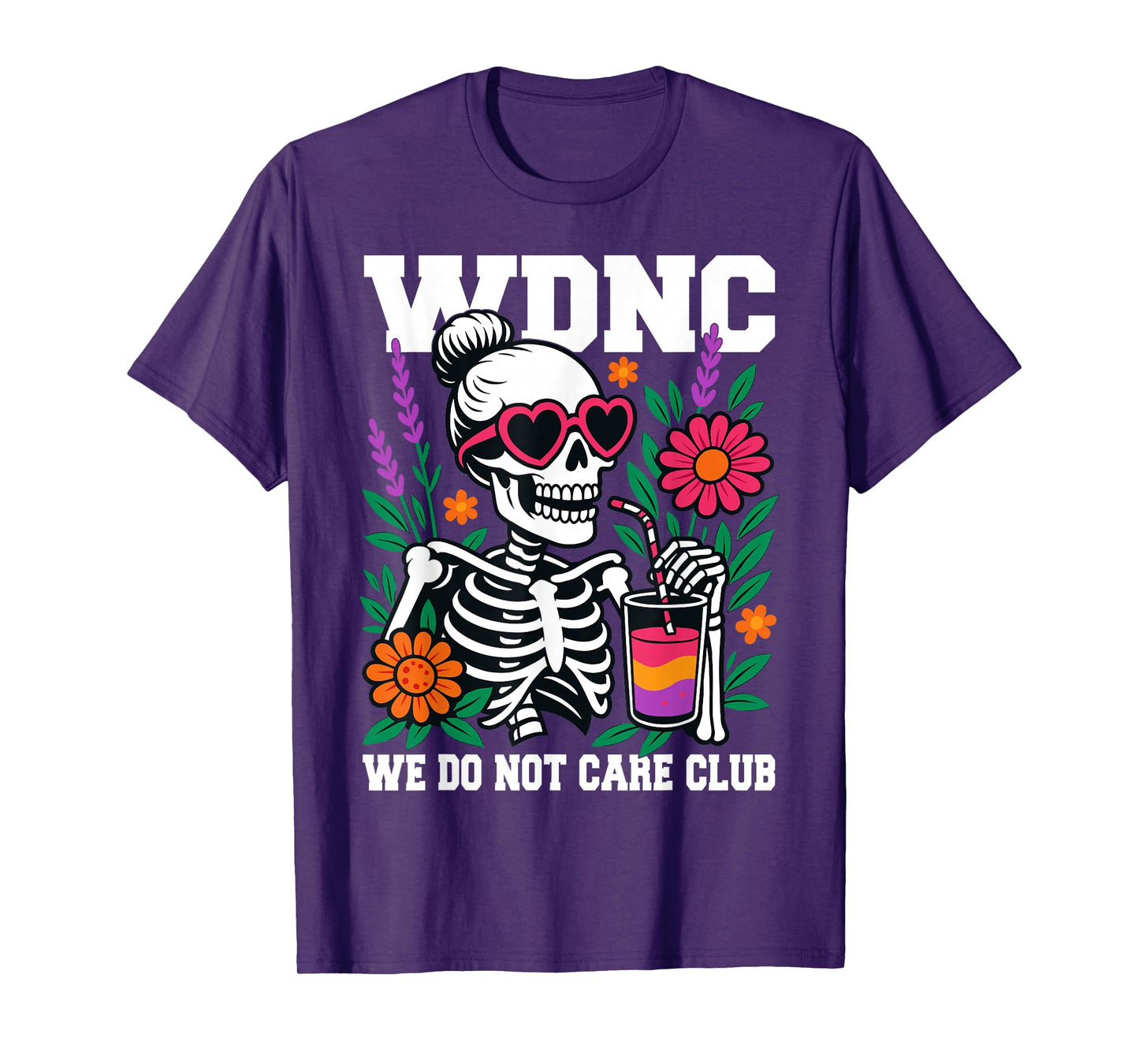 Vintage We Do Not Care Club WDNC Skeleton Drink Tropical T-Shirt