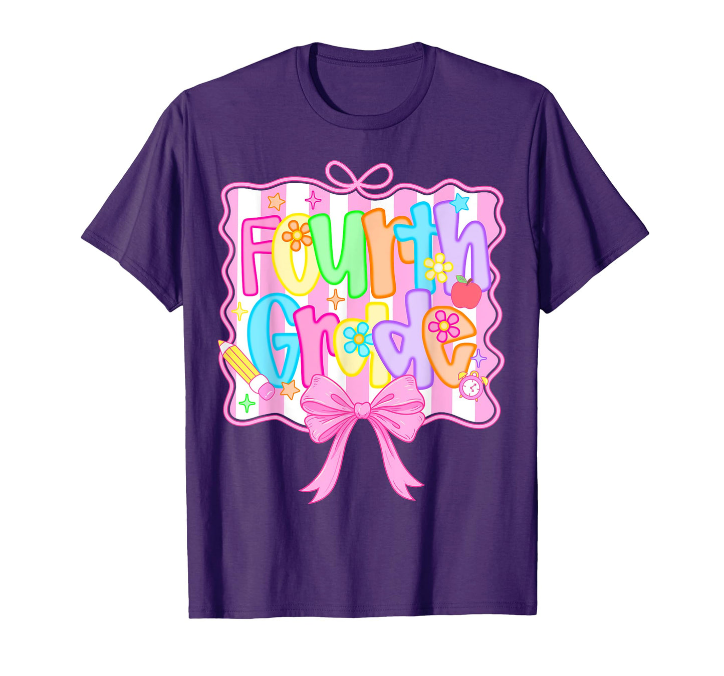 Fourth Grade Back to School Bow Cute Coquette 4th Grade Girl T-Shirt