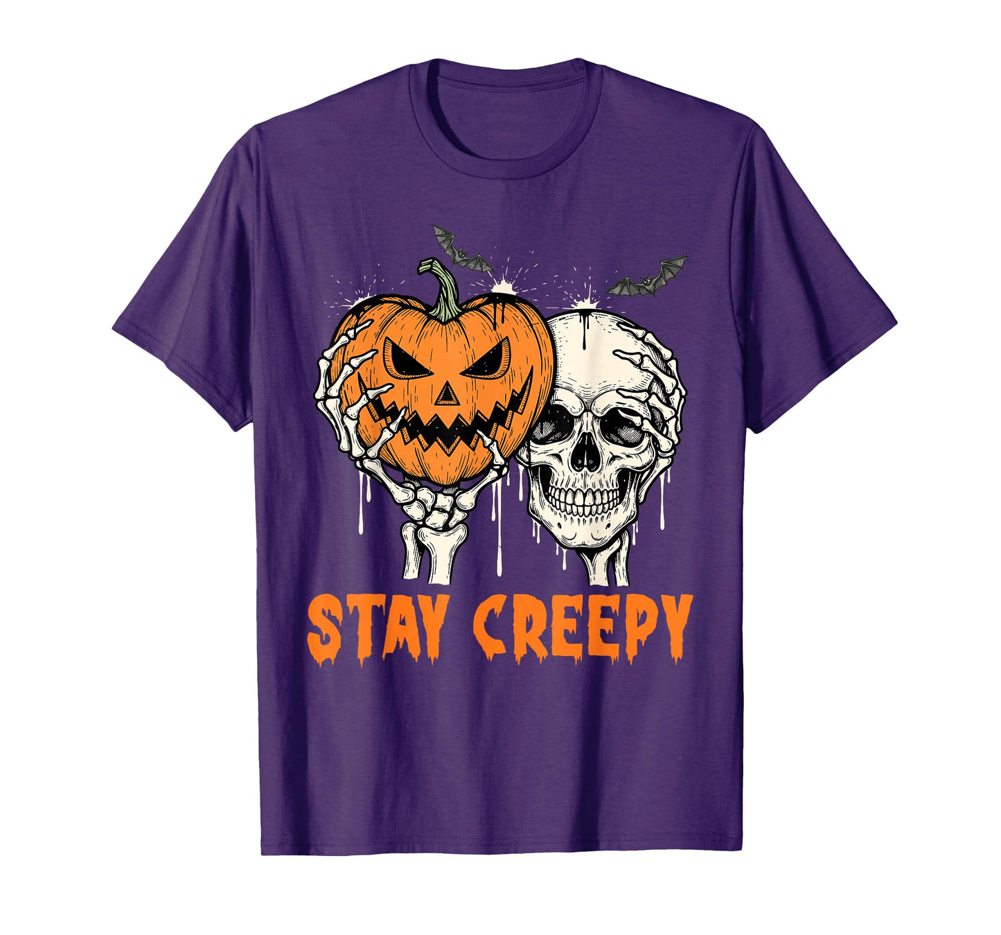 Stay Creepy Dripping Heart Halloween Skeleton Hand Spooky T-Shirt