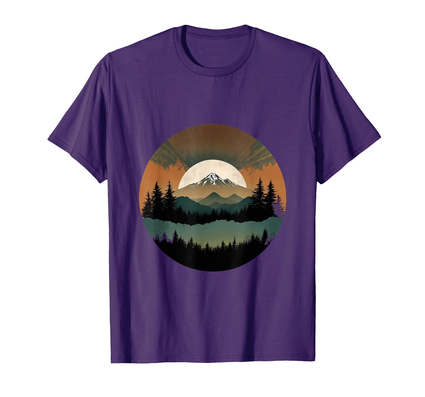 Vintage Mountain Forest Landscape Retro Sunset Aesthetic T-Shirt
