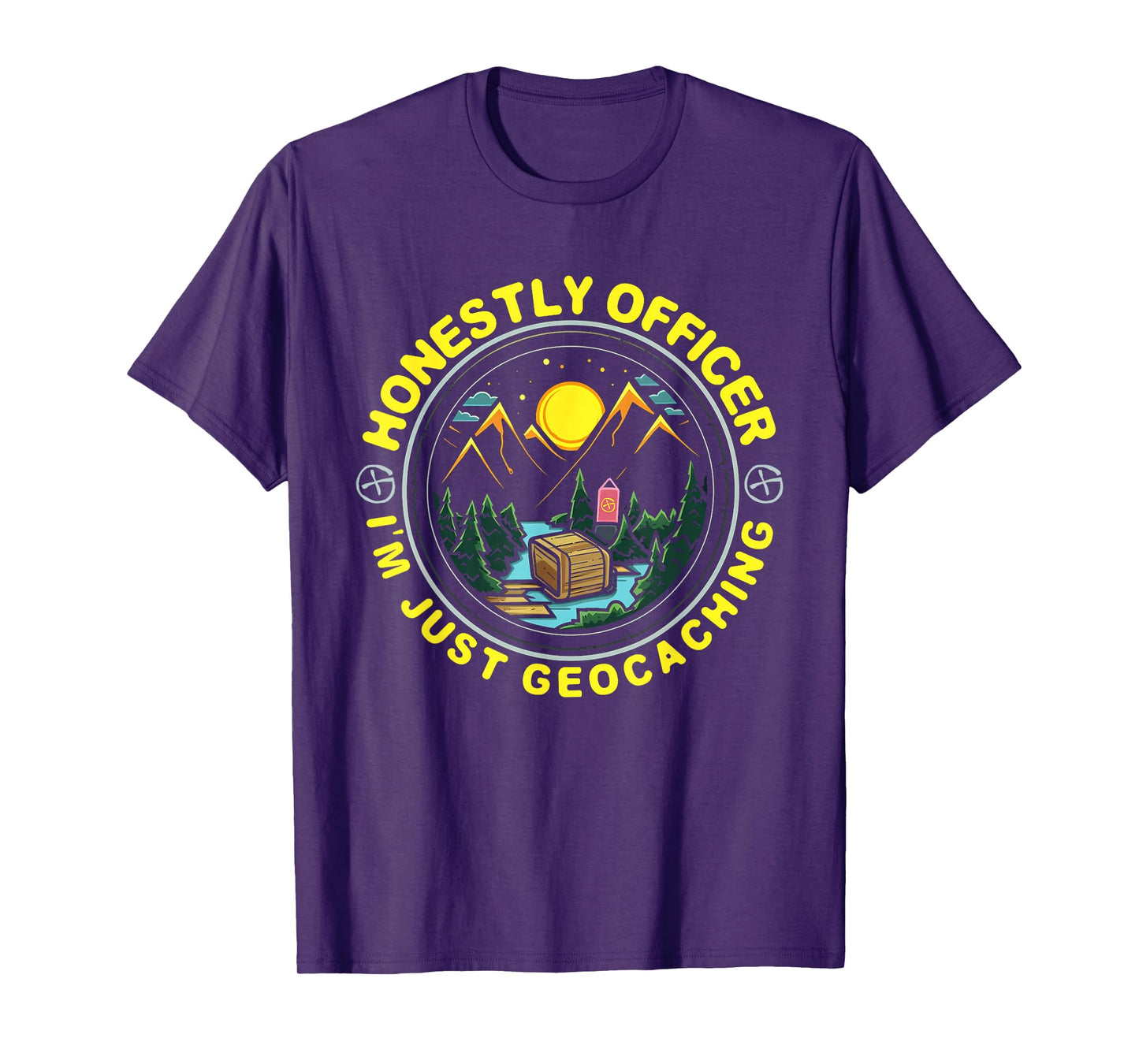 Honestly Officer I'm Just Geocaching Map Reading Geocache T-Shirt