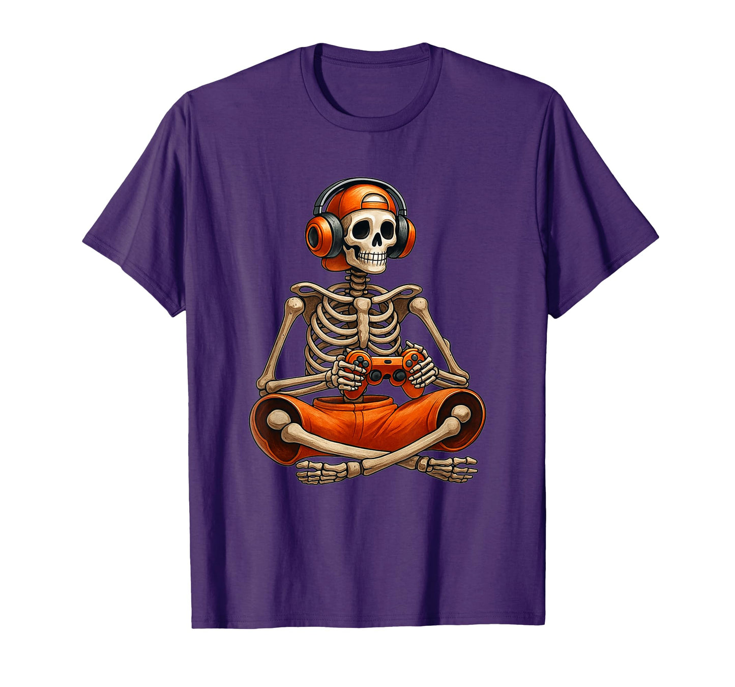 Funny Skeleton Video Game Halloween Gaming Gamer Boys Men T-Shirt