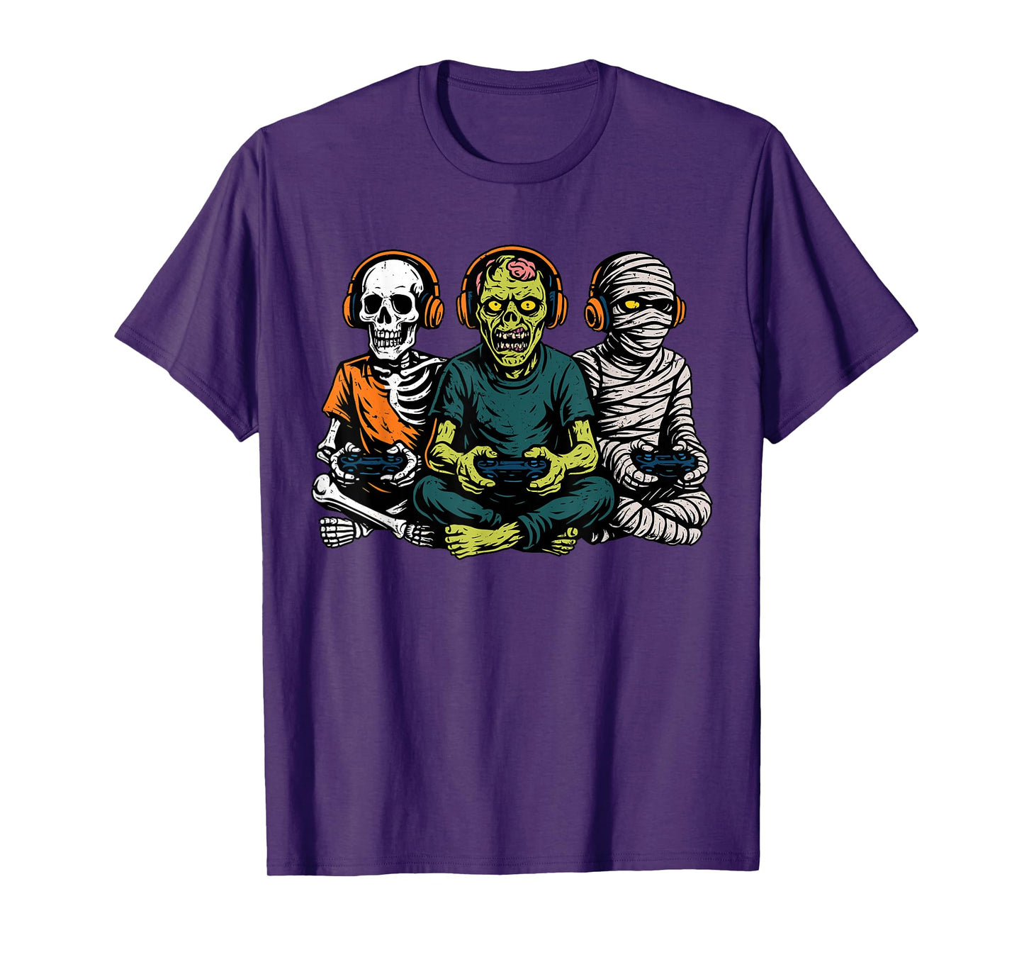 Halloween Skeleton Zombie Mummy Gamer Video Gaming T-Shirt