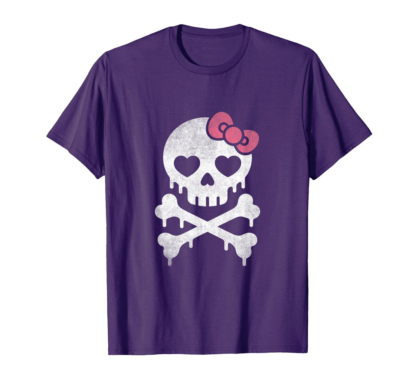 Cute Skull Pink Bow Dripping Crossbone Halloween Women Girls T-Shirt