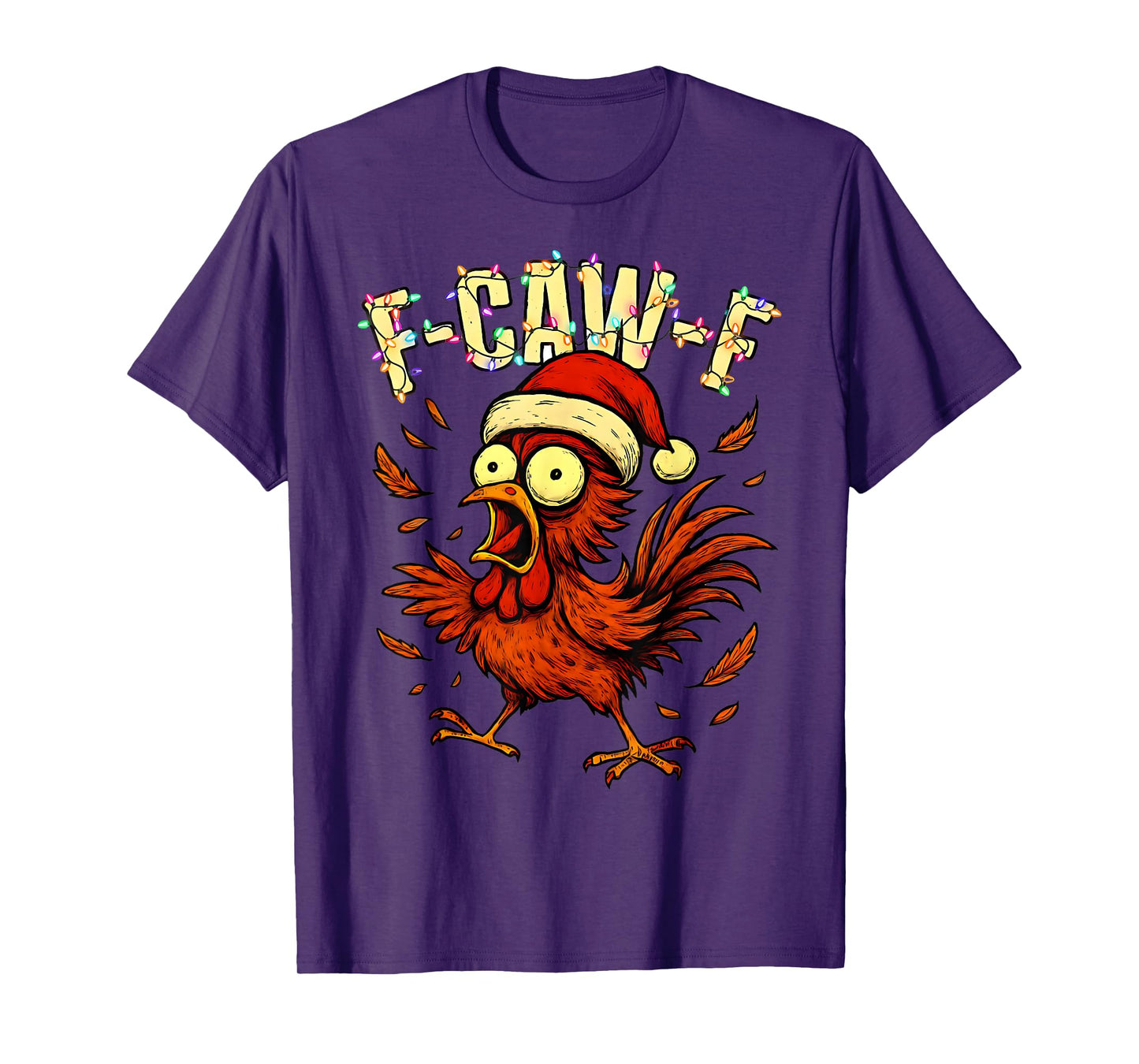 F-Caw-F Xmas Chicken FCAWF Humour Santa Hat Christmas Chicken T-Shirt