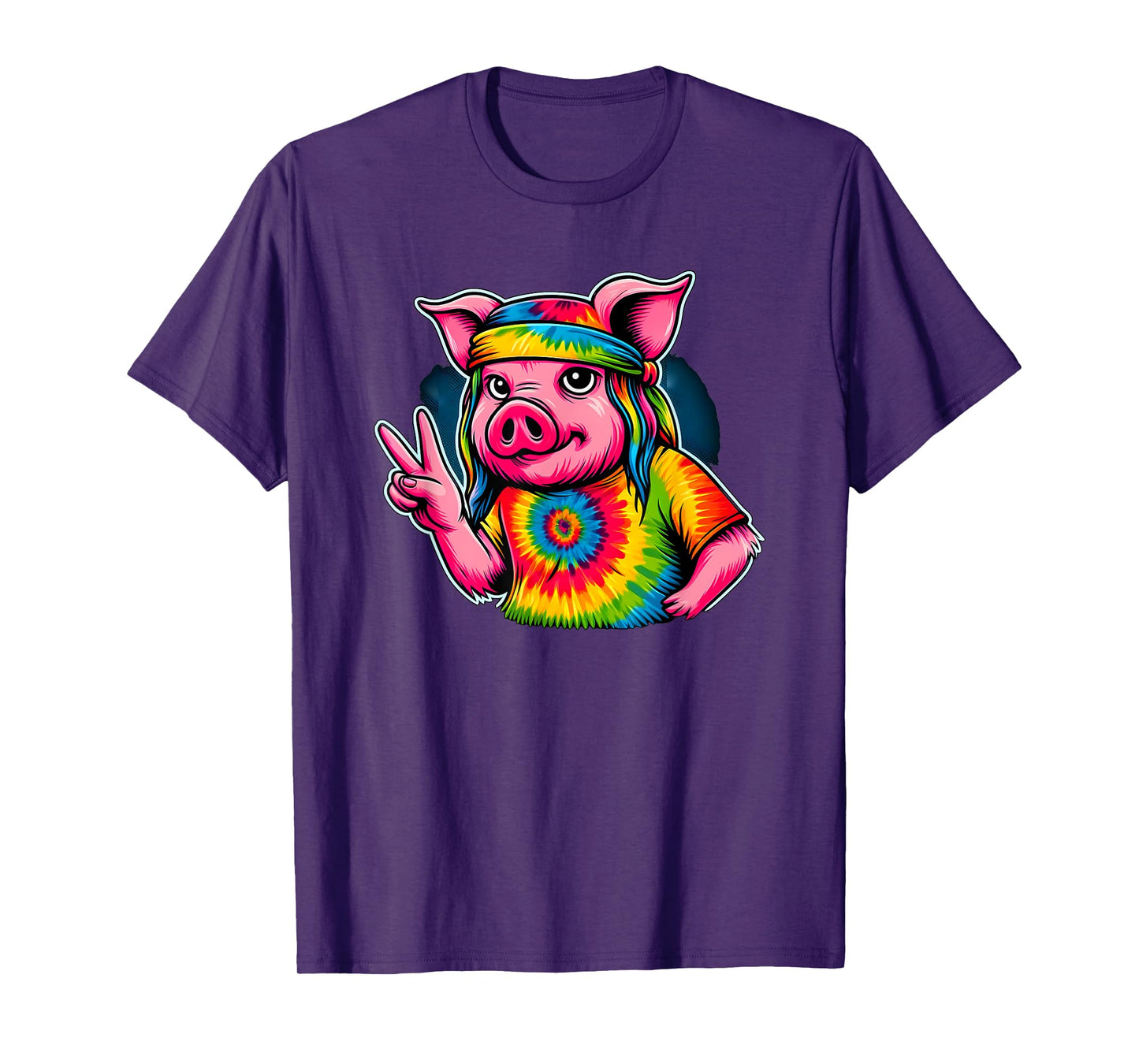 Peace Sign Tie Dye Pig T-Shirt