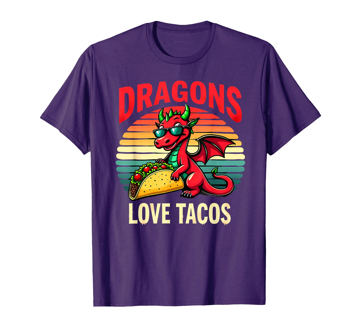 Retro Dragons Love Tacos T-Shirt