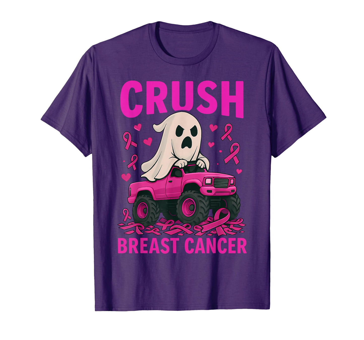 Crush Breast Cancer Awareness Ghost Halloween Pink Ribbon T-Shirt