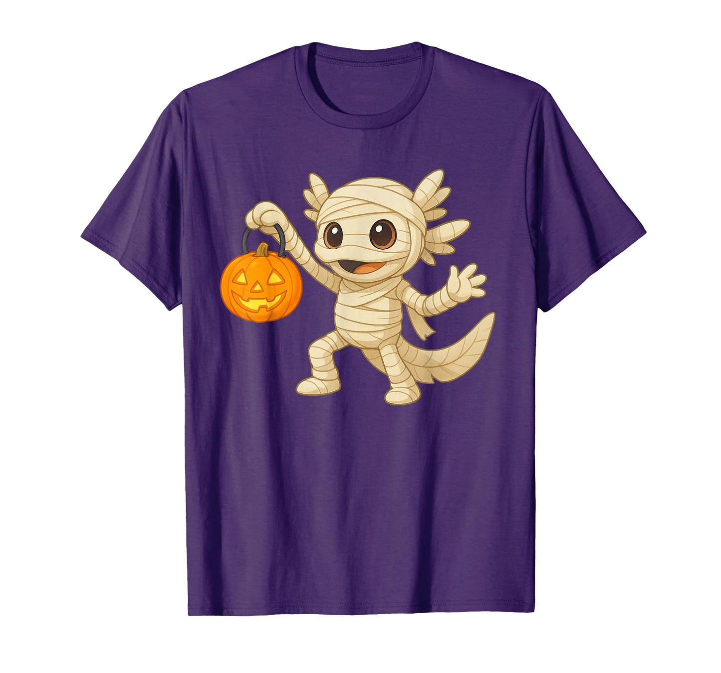 Cute Axolotl Mummy Jack O Lantern Axolotl Halloween Kids T-Shirt