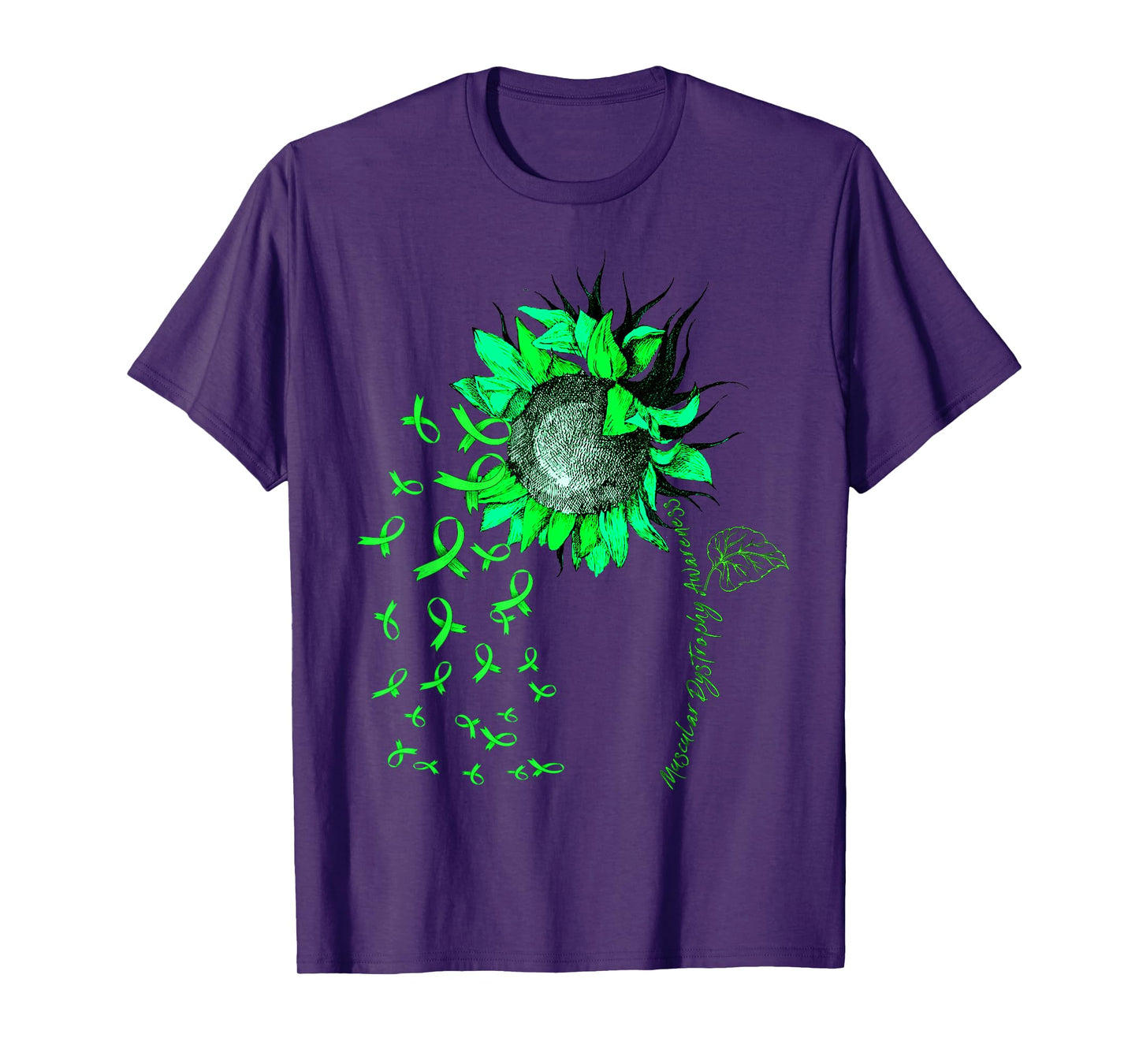 MUSCULAR DYSTROPHY AWARENESS Sunflower Green Ribbon T-Shirt