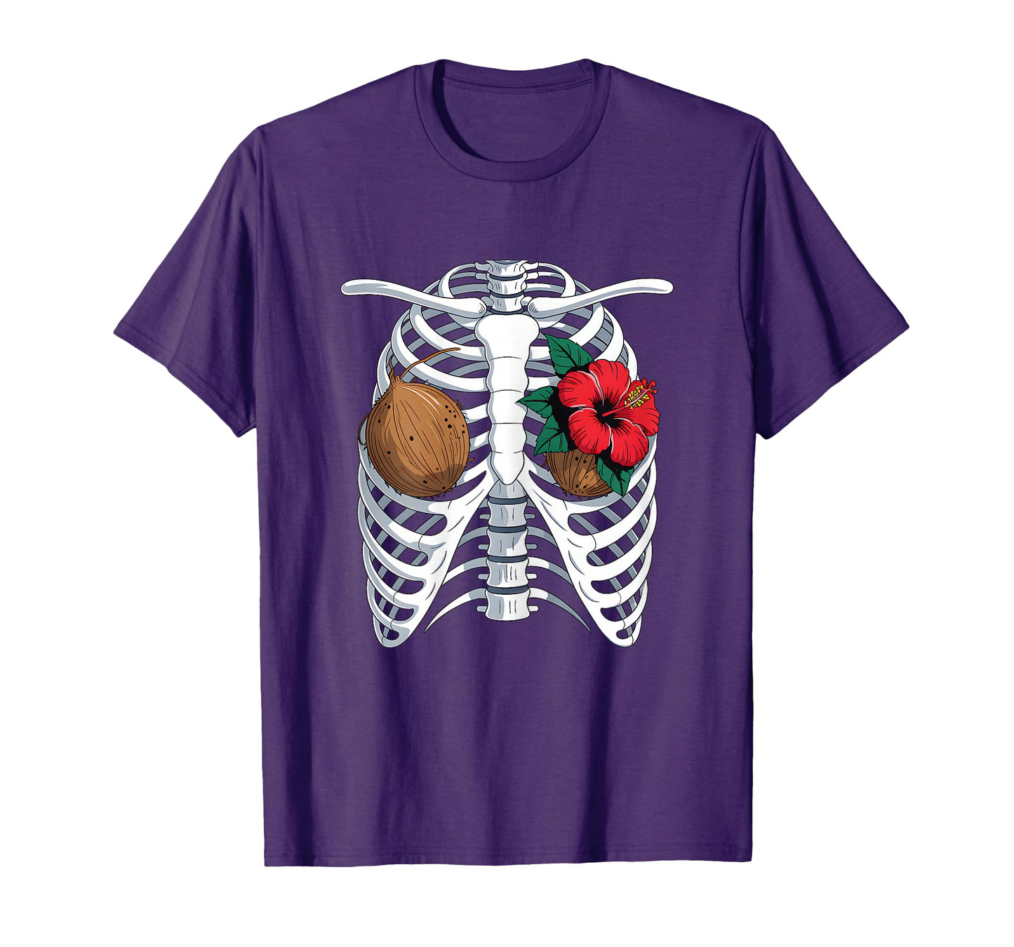 Luau Coconut Bra Skeleton Costume Halloween Hawaiian Women T-Shirt