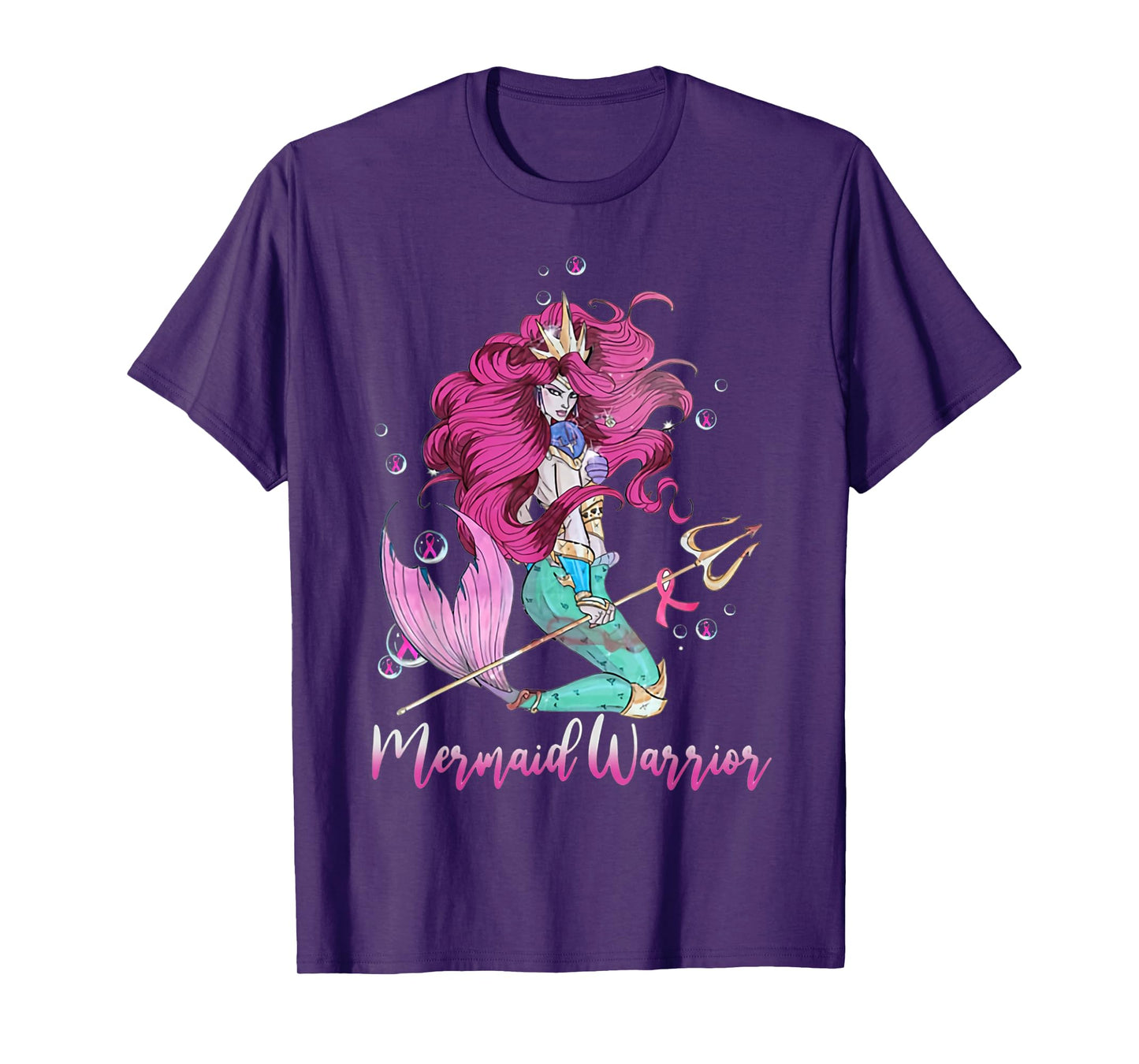 Breast Cancer Mermaid Warrior Mermaid Warrior Breast Cancer T-Shirt