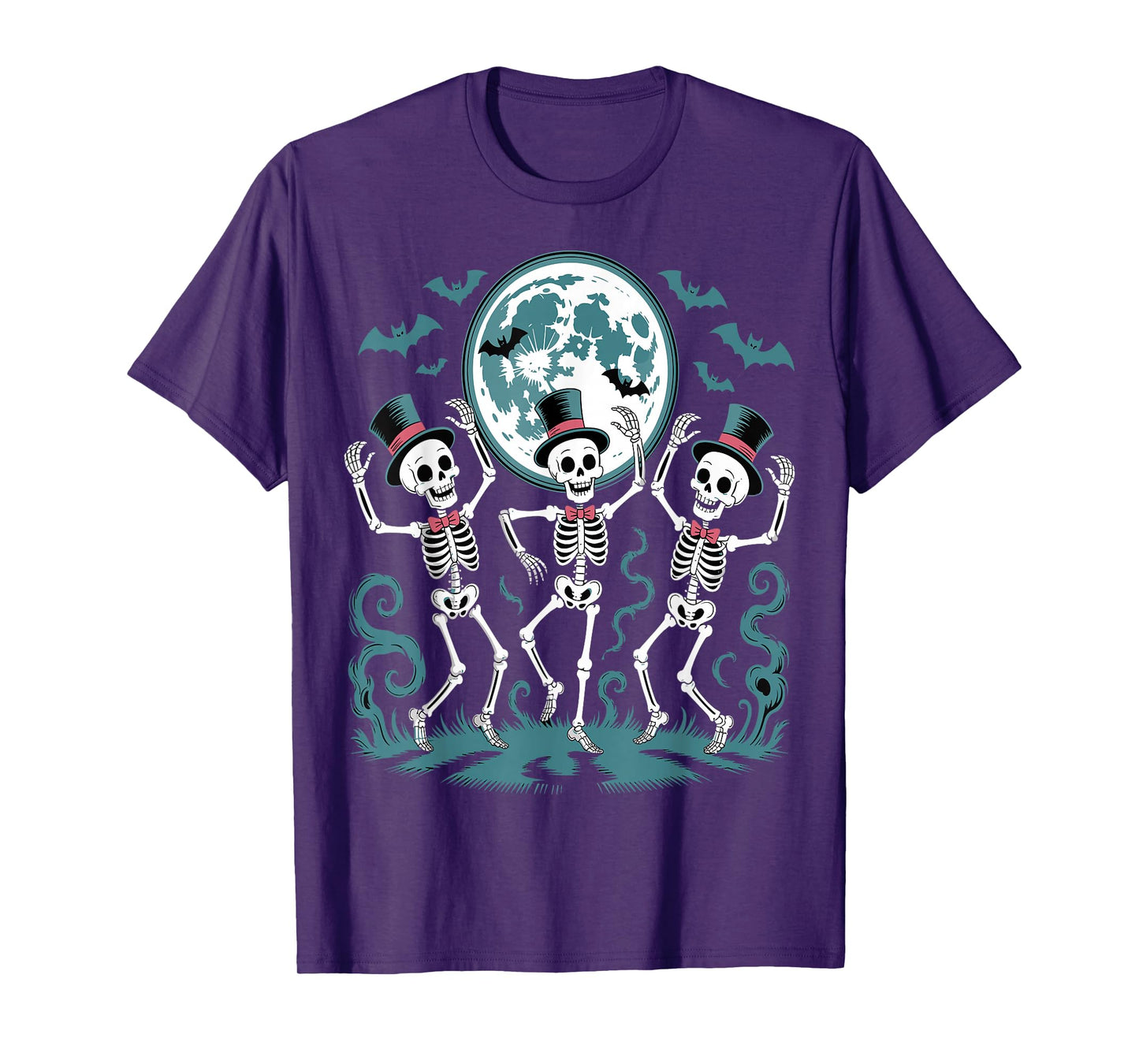 Skeleton Dancing Under The Moon Funny Spooky T-Shirt