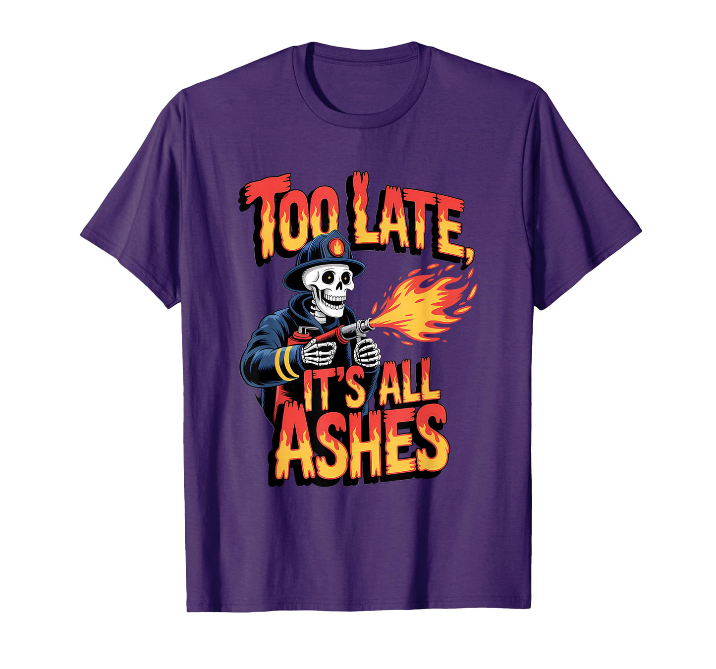 Skeleton Firefighter Halloween Funny Spooky Firema T-Shirt