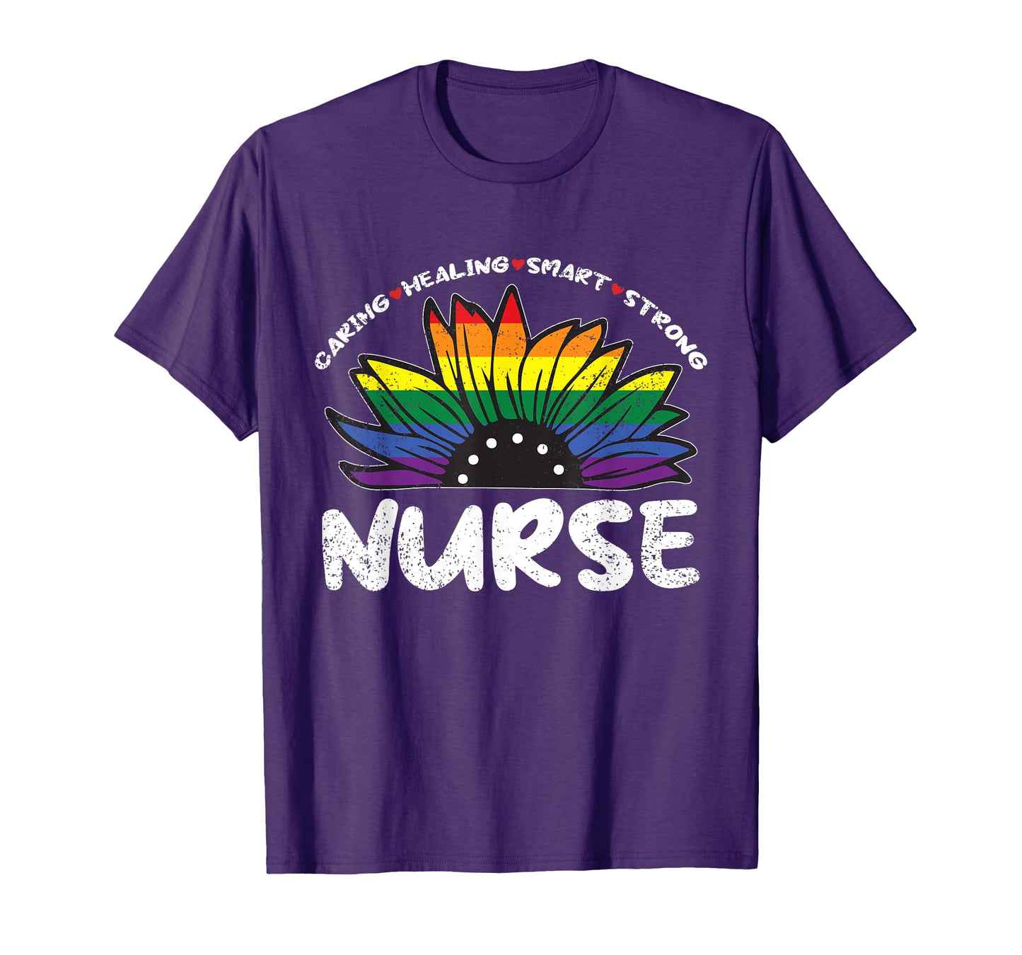Sunflower Nurse Gay Pride LGBT-Q Flag RN LPN Nursing T-Shirt