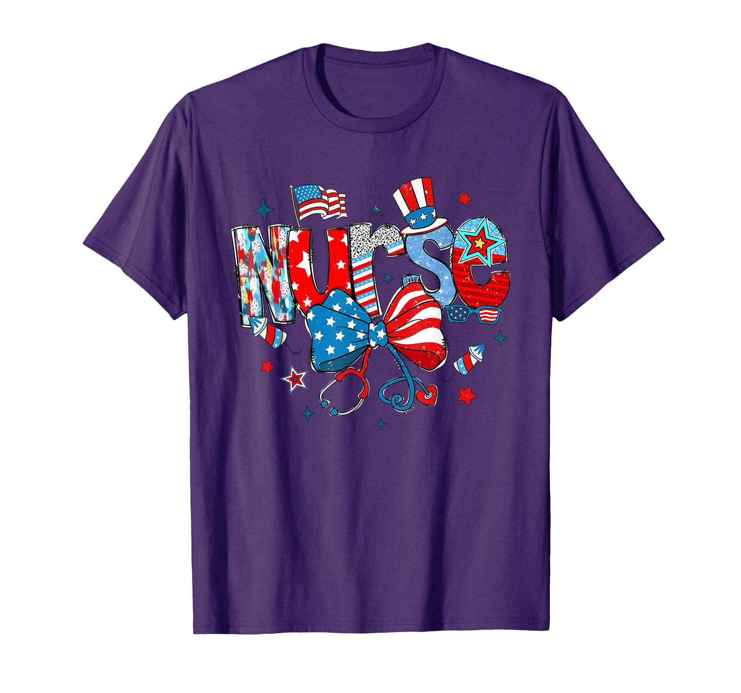 4th of July Nurse American Flag Fourth Of July Nurse T-Shirt