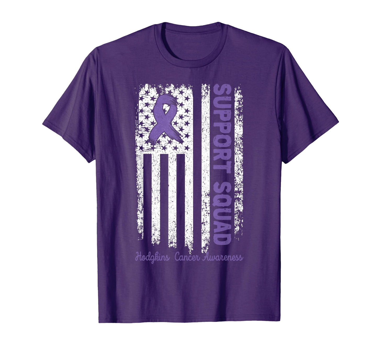 Hodgkins Lymphoma Awareness Support Squad Wear Purple Ribbon T-Shirt