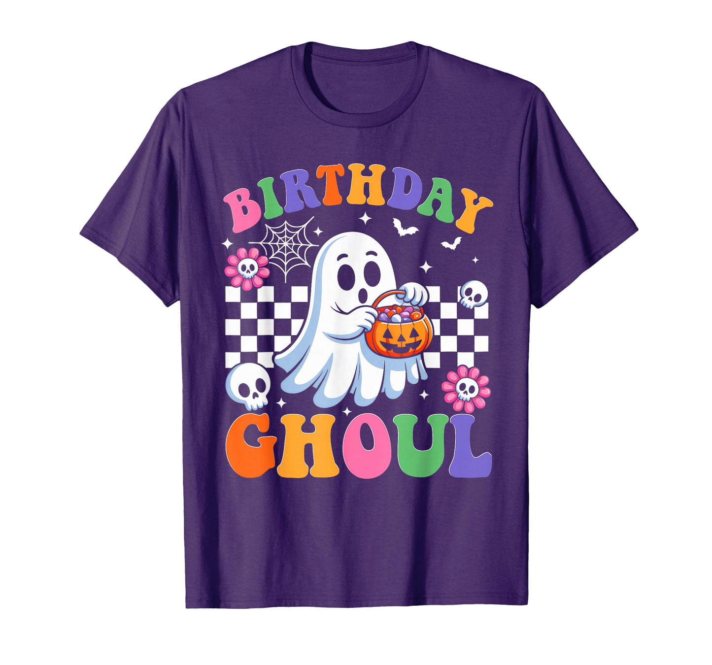 Vintage Floral Ghost Groovy Halloween Costume Birthday Ghoul T-Shirt