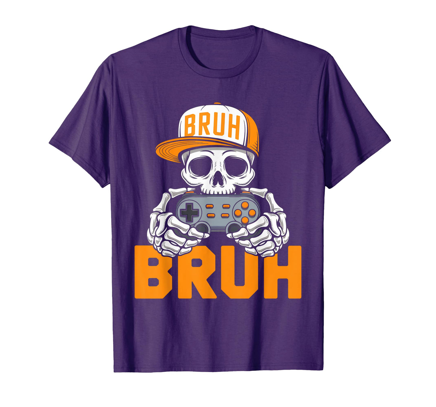 Bruh Halloween Boys Kids Gamer Mens Skeleton Video Gaming T-Shirt