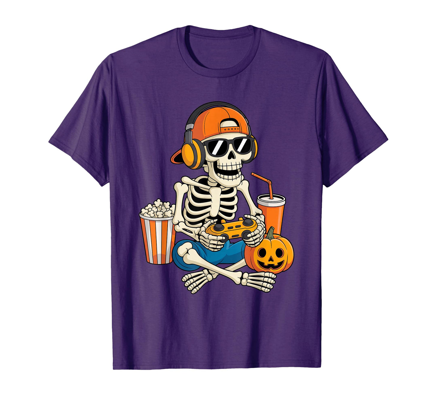 Halloween Shirts Cool Teen Boy Skeleton Gaming Men Halloween T-Shirt