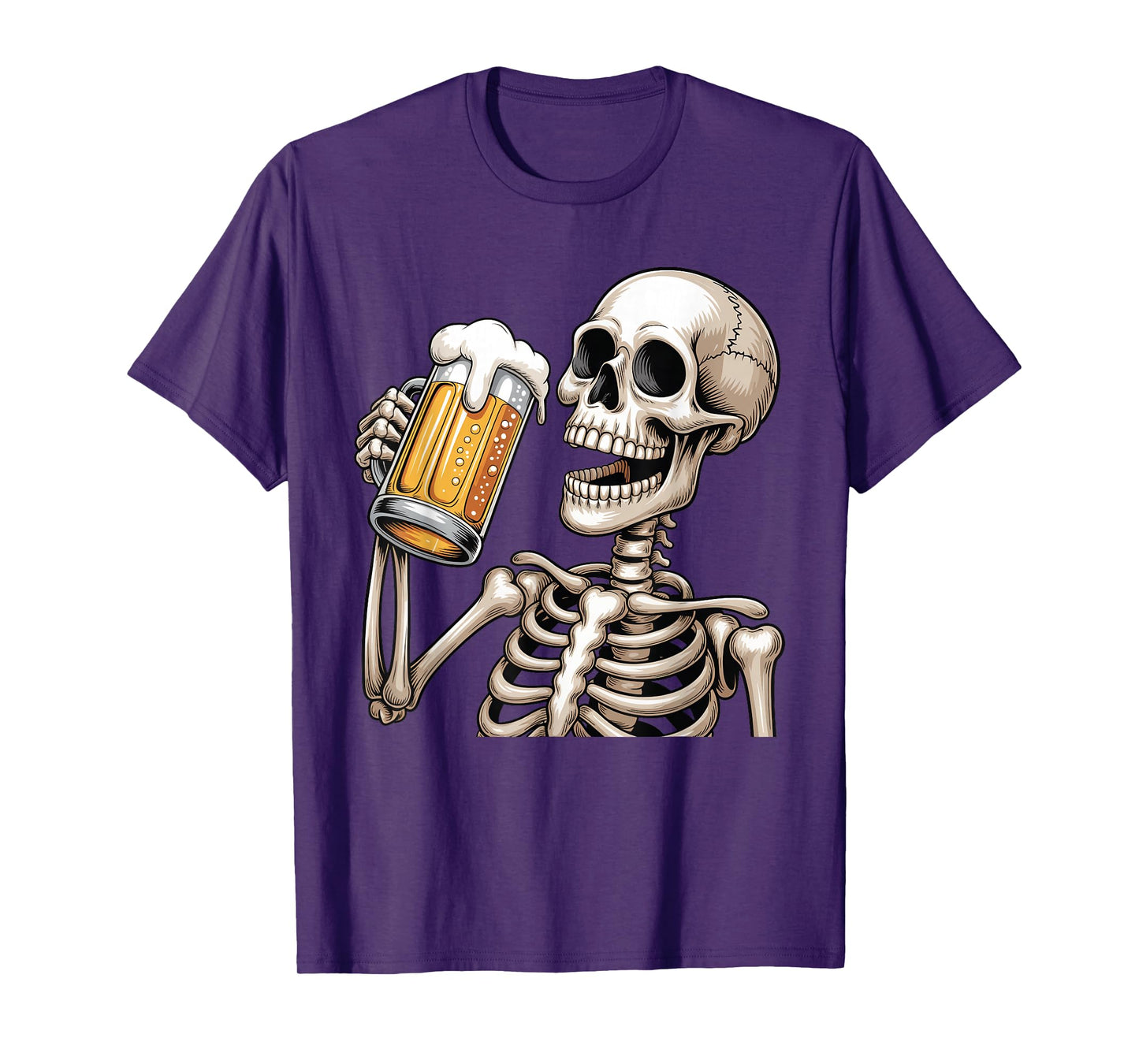 Funny Oktoberfest Costume Skeleton Drinking Beer Halloween T-Shirt