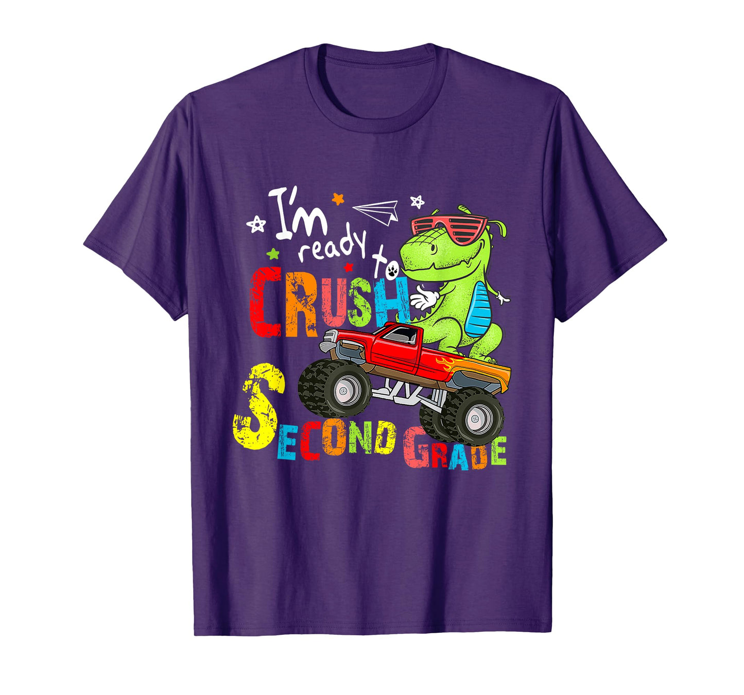 I'm Ready To Crush 2nd Grade Monster Truck Dinosaur Boys T-Shirt