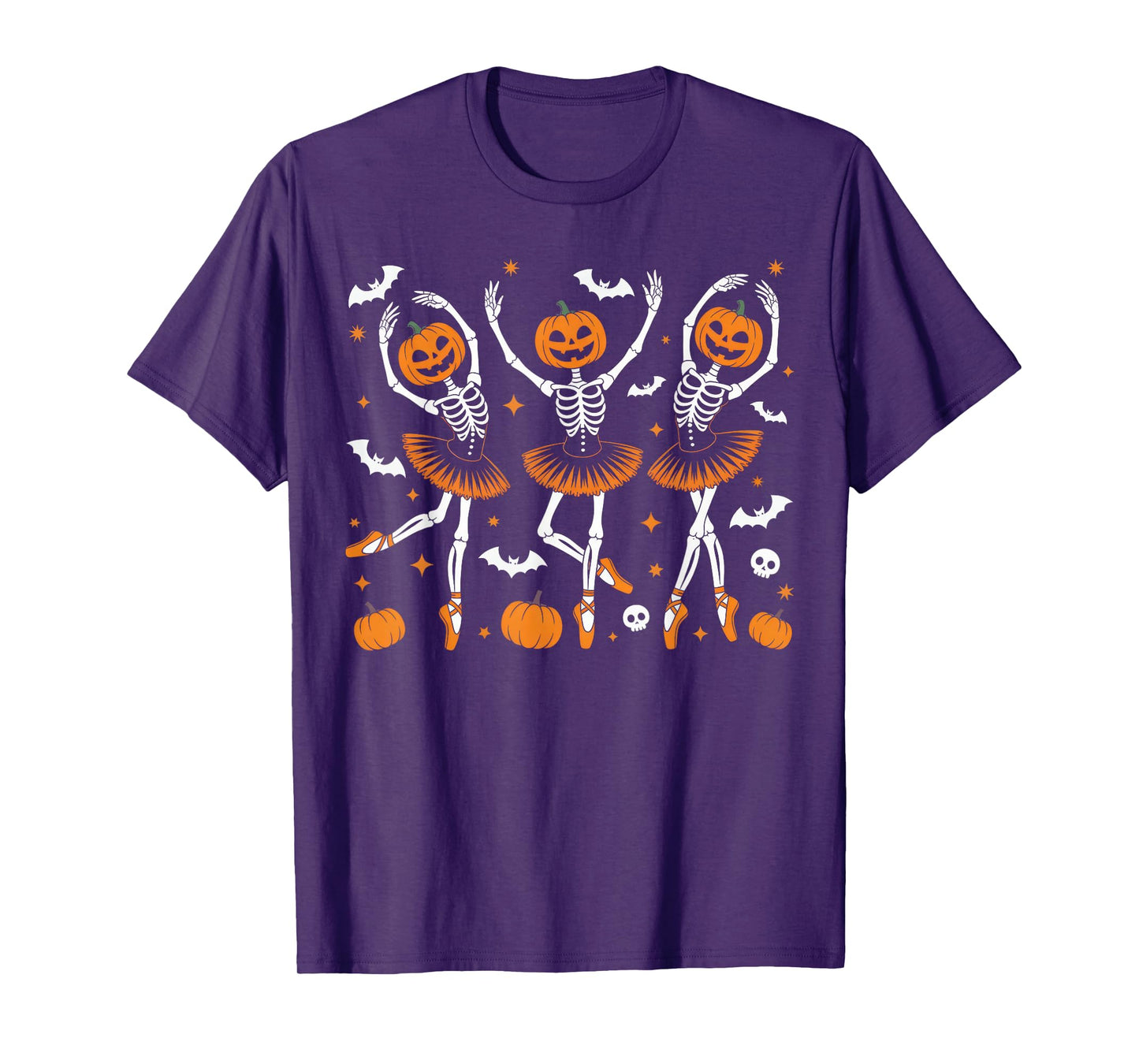 Ballet Pumpkin Skeleton Scary Halloween Men Women Boys Girl T-Shirt