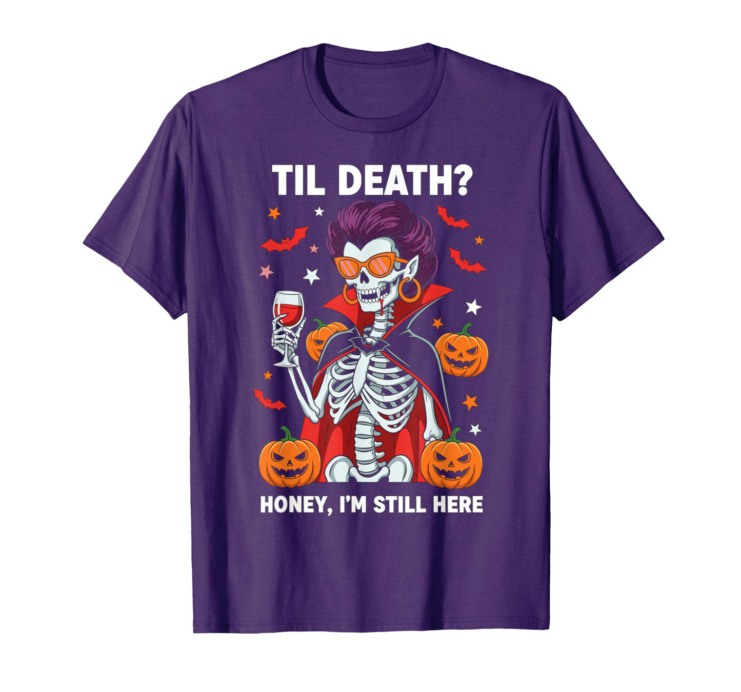 Skeleton Vampire Halloween Design for Wine and Horror Fans T-Shirt