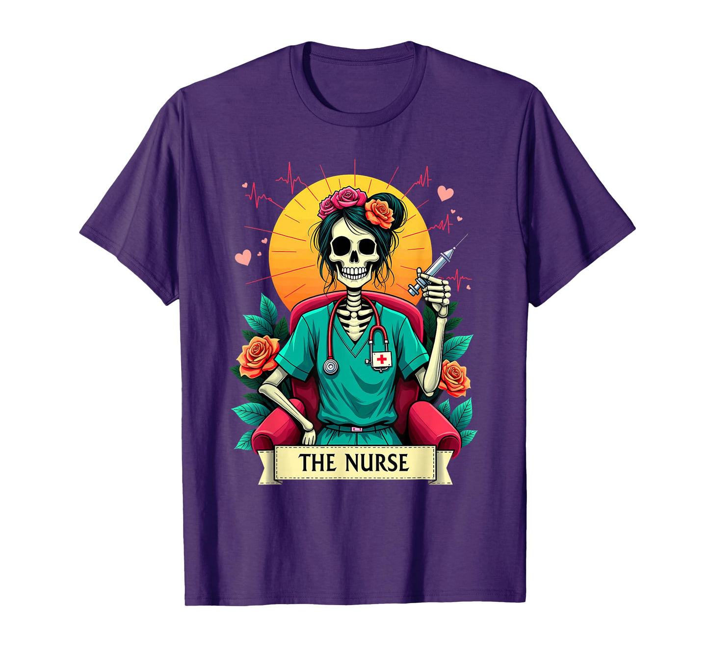 Gothic Tarot Card Nursing Skeleton The Nurse T-Shirt
