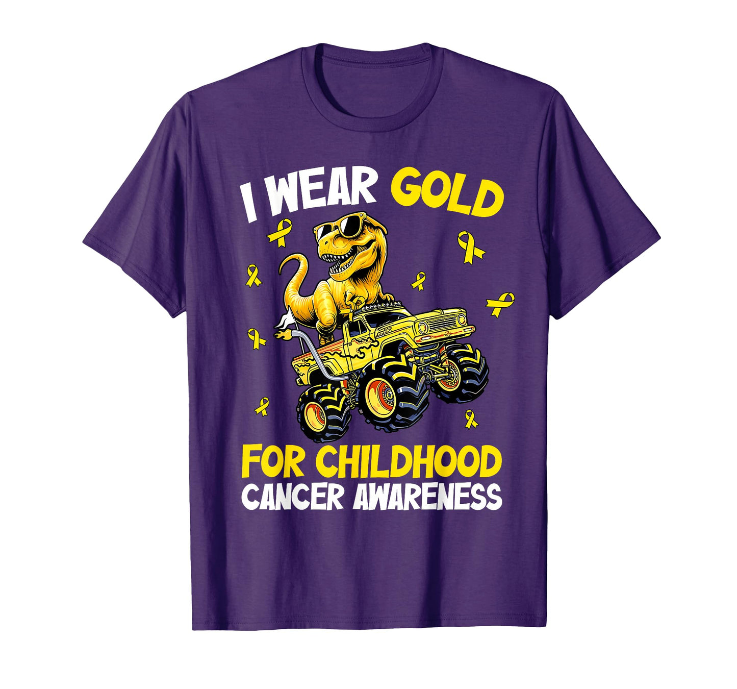 I Wear Gold For Childhood Cancer Awareness Dinosaur Boys T-Shirt