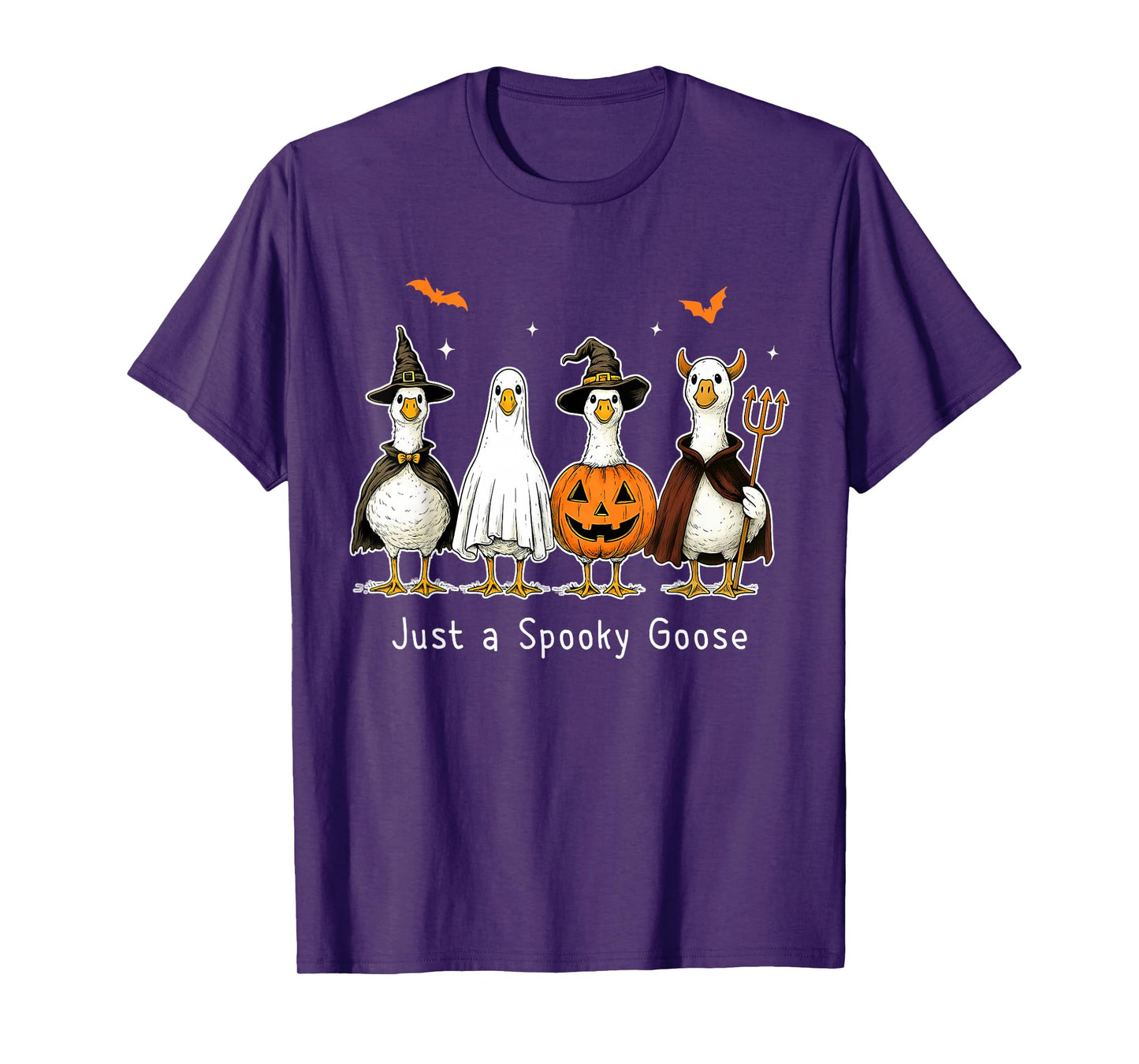 Just a Spooky Goose Design - Funny Halloween Skeleton Goose T-Shirt