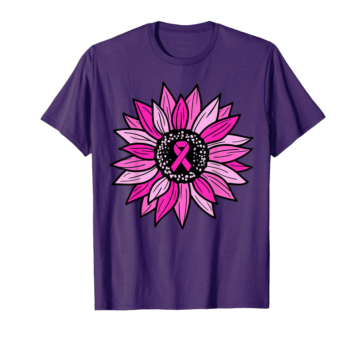 Pink Ribbon Sunflower Breast Cancer Awareness Women Kids T-Shirt