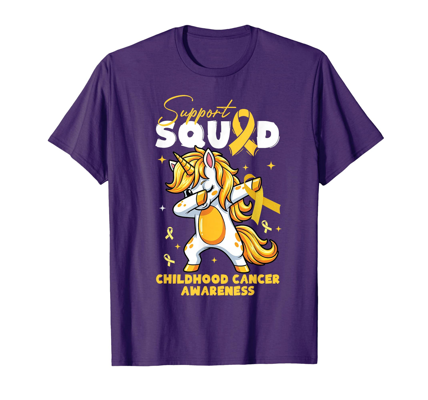 Support-Squad Childhood Cancer Awareness Dabbing Unicorn T-Shirt