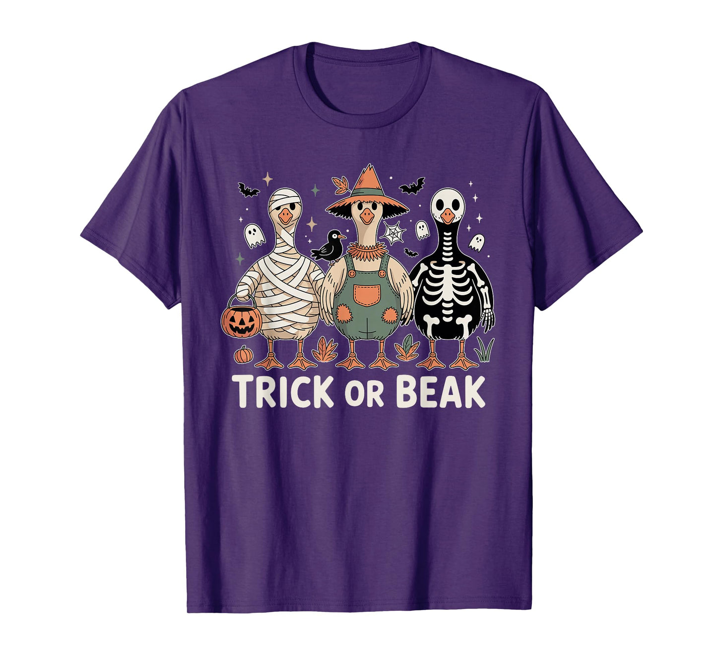 Trick or Beak Funny Goose Trio Halloween Costume Party T-Shirt