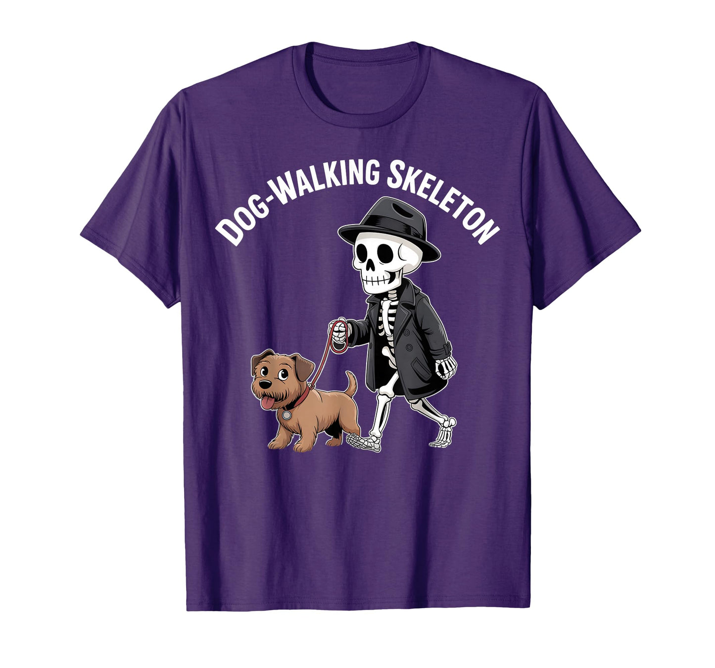 Dog-Walking Skeleton Funny Grim Reaper Pet Humor T-Shirt