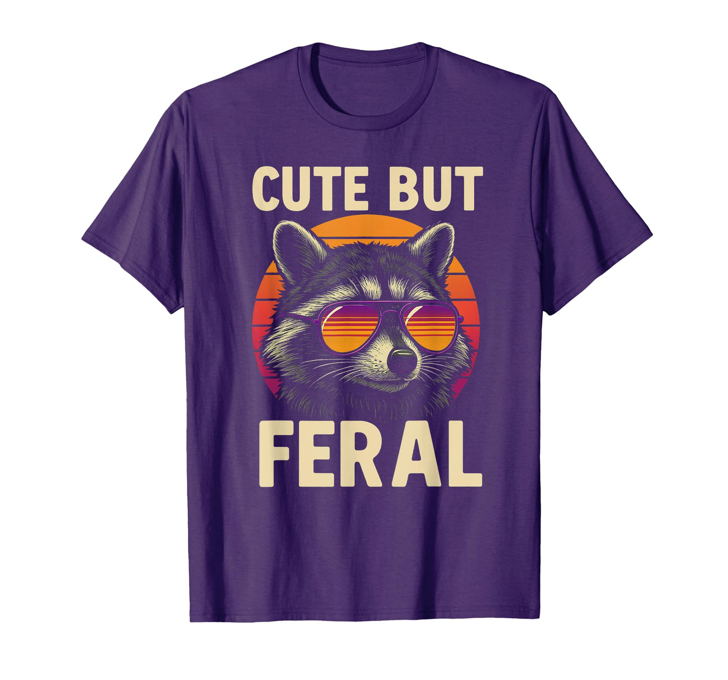 Cute But Feral Raccoon in Retro Sunglasses Funny Vintage T-Shirt