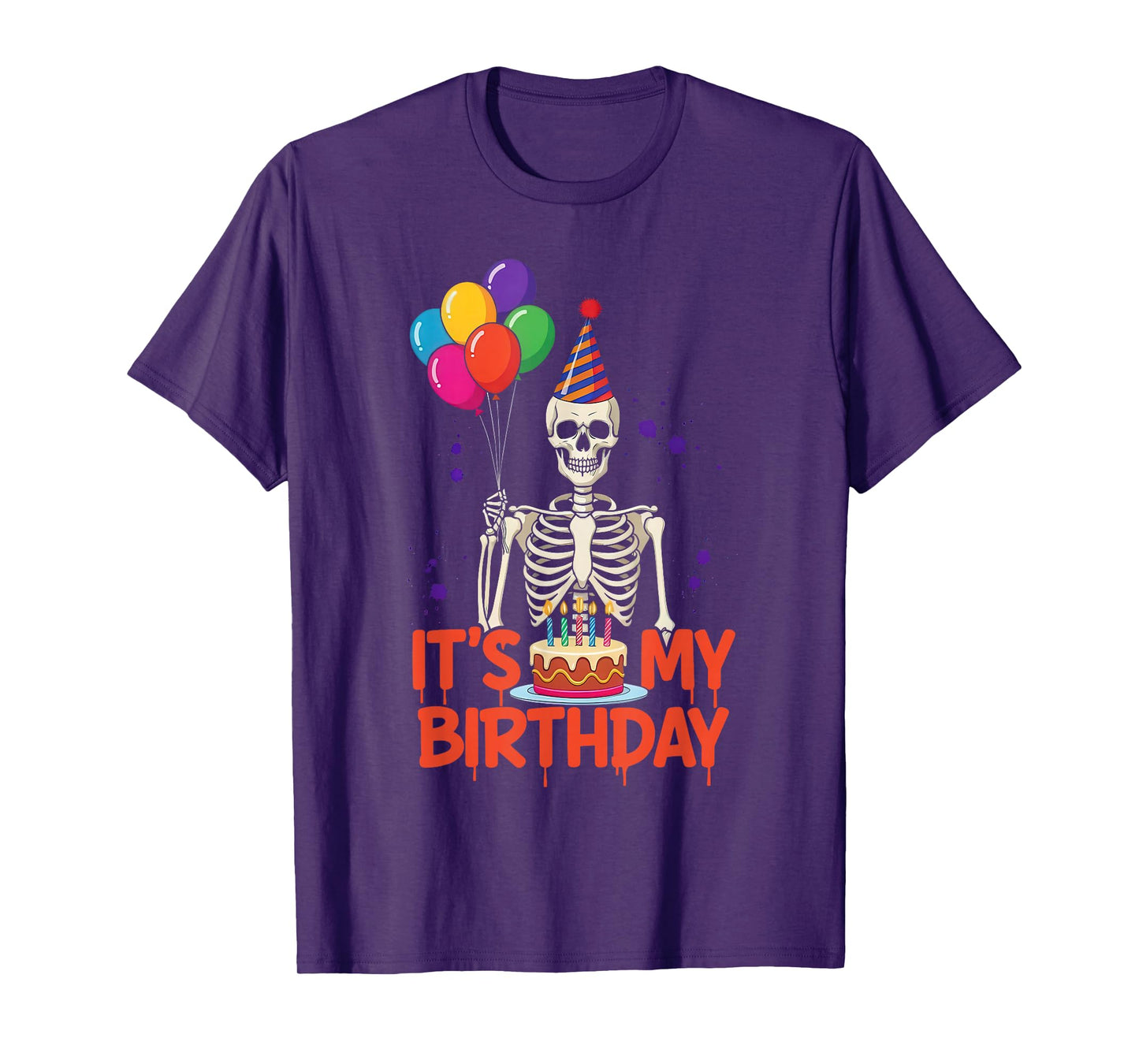 Skeleton Birthday Party Halloween Funny Balloons Cake T-Shirt