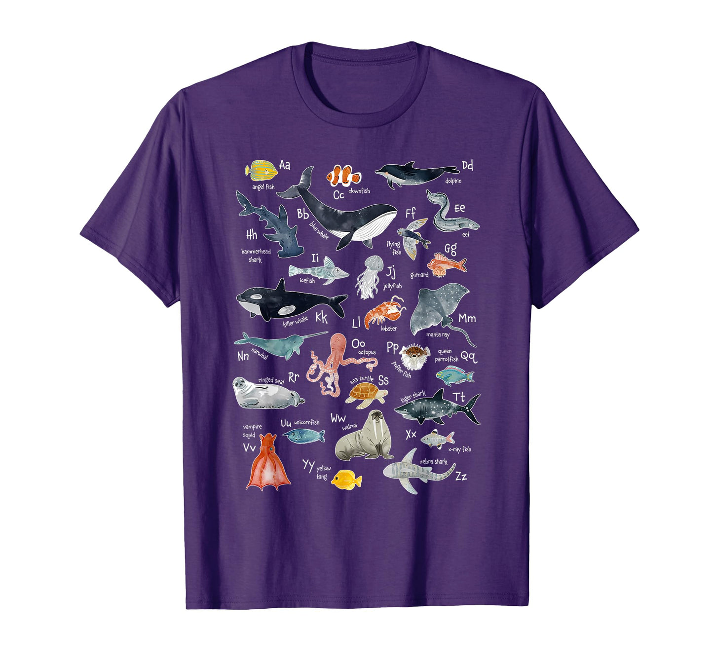 Sea Animals Alphabet Ocean Life Exploration Sea Creatures T-Shirt