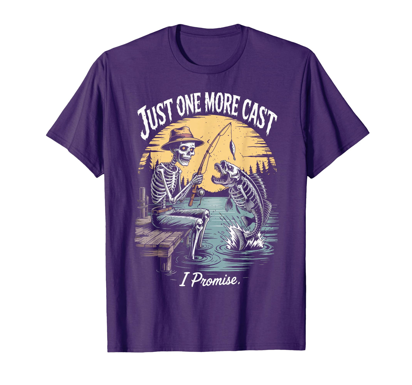 Skeleton Just One More Cast Fishing Halloween Best Fisherman T-Shirt