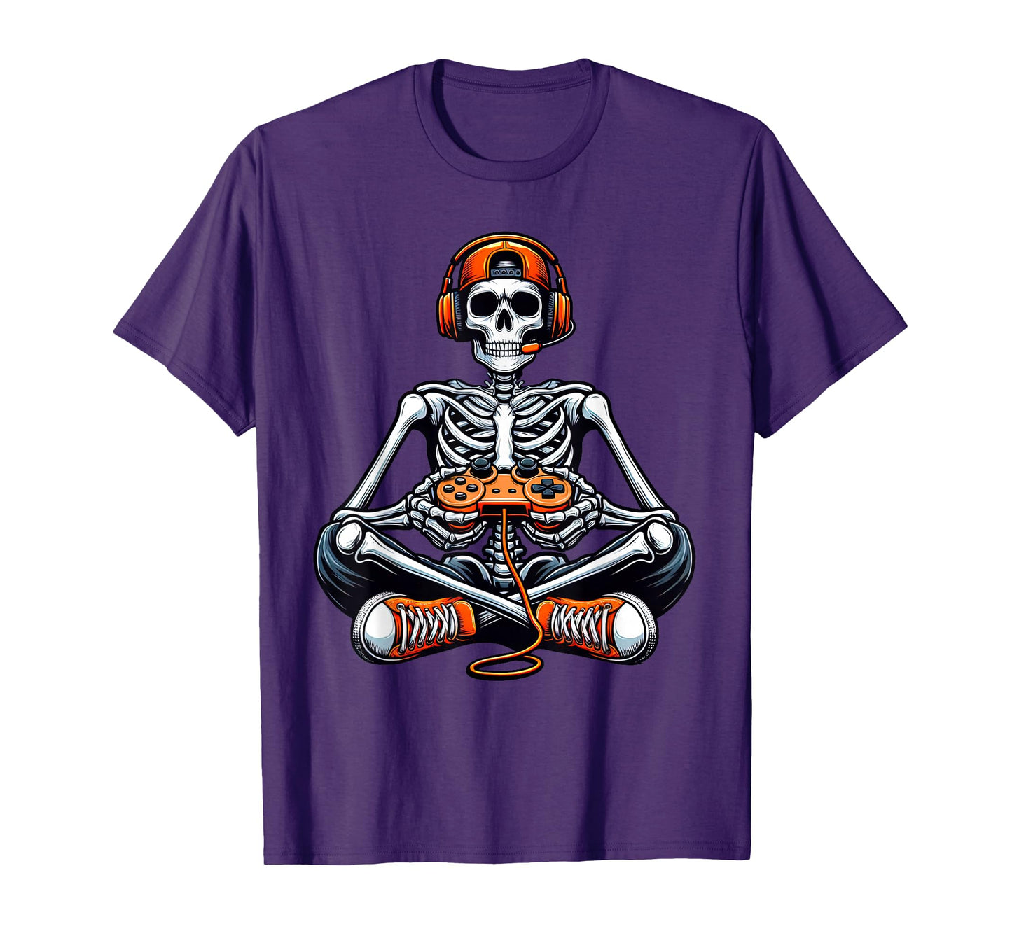 Skeleton Halloween Shirts Gamer Video Gaming Boys Men Kids T-Shirt